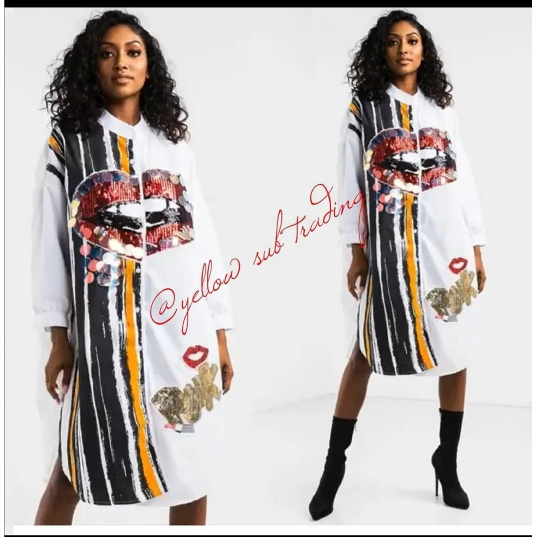 Character Print Shirt Dress 